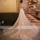 Gorgeous Wedding Dresses A-line Appliques Court Train Beaded Bridal Gowns