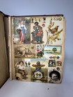 Large Antique Victorian Scrapbook Album Ephemera Die Cut Trading Cards 36 Pages