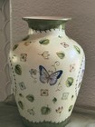 Vintage Large Chinese Porcelain Vase Flowers  butterflies Hand Painted  8    Tall