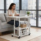 Height-adjustable Table With Wheels And Storage Shelf Standing Desk Crafting