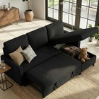 Futon Sofa Bed Convertible Couches L Shaped  4   in   1 Sectional Sleeper Black
