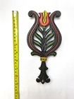 Vtg Wilton Cast Iron Trivet Pennsylvania Dutch 9  Shield Scrollheart Tulip Plant