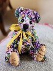 World Of Miniatures  pansy  Fabric Teddy Bear 2 5    Jointed 1999 By Theresa
