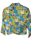 Vintage-inspired Claude Blue Green Dog   Animal Yorkie Print Jacket Size 10 Euc
