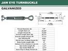 1 2  X 9  Jaw Eye Turnbuckle Pulley Hot Dip Galvanized Drop Forged 2 200 Lbs Wll