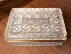 Vintage French Diamond Early Cut Crystal Dresser casket Box With Gold Hinged