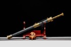 39  Chinese Han Dynasty Jian Kung Fu Double Edged Sword Carbon Steel Gold Blade