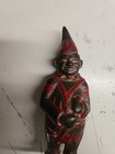  antique Cast Iron Gnome Dunce Clown Bank Painted Figural Coin Still Bank Vtg