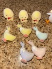 Lot Of 10 Vintage Pastel Flocked Geese Chicks Duck Rabbit Animals