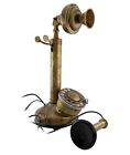 Brass Candlestick Vintage Phone Rotary Dial Antique Station Telephone Home D  cor