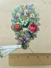 Antique Victorian Die Cut Scrap Flower Card Component