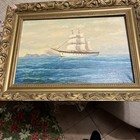 This Is A Vintage Or Antique Oil Painting Of A Clipper Ship At Sea