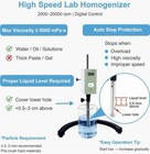 High Speed Lab Homogenizer 2000   20000rpm  Digital Disperser Emulsifier 20-120ml