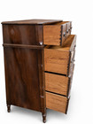 Antique Burl Walnut Highboy Dresser 7 Drawer Chest Brass Hardware Home Bedroom