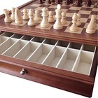 Chess Set Board Game 19  Large Deluxe W  Drawer Storage Box Walnut Wood 1208m