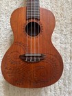Luna Guitars Uke Tc Mah Carved Design Ukulele With Guitar Bag