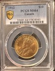 1912 Canada  10 Gold Coin Pcgs Ms64   Key Coin To The Series   Pq For The Grade 