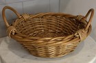 Vtg Wicker Basket W  Double Handles Rustic Farmhouse Decor Serving Bowl Woven
