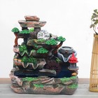 Indoor Water Fountain Led Light Tabletop Resin Rockery Fengshui Waterfall Decor