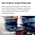 Tupperware Brand Vent N Serve Container Set - 3 Small Round Containers To Prep