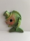 Vtg 1969 Miller Studio Anthropomorphic Green Mr Fish Wall Plaque Top Hat   Read