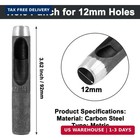 12mm Round Hole Punch  Carbon Steel  Metric   Hollow Hole Punch Cutter Tool New