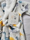 Little Me Baby Plush Robe 0-6m Dinosaur Print Soft Cozy Bathrobe New