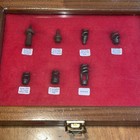 Civil War Musket Worms Lot Of 7 In Wood Display Case With Labels - Richmond  Va