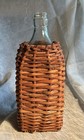 Vintage Wicker Wrapped Clear Glass Bottle  9     No Stopper