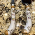 Sheffield England Sterling 2 Piece Set With Matching Porcelain Handles  Stamped