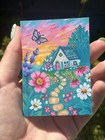 Aceo Print Limited Edition Painting Cottage Flower Landscape Art Shaped by sykes