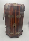 Vintage Asian  Hexagonal Wooden Brass Tea Caddy Or Decorative Storage Box