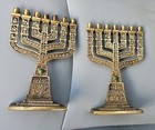 2 Jewish Brass Menorah Jerusalem Jewel 12 Tribes Israel 