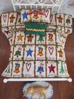 Doll House 1 12 Miniature Christmas Coverlet Blanket Bed Spread 2 Pillow Reverse