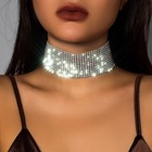 Silver Color Rhinestone Choker Necklace For Women Gothic Bridal Party Jewelry