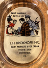 Vintage J  Brokhoff Dairy Advertising Ash Tray Pottsville  Pa