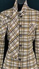 Vintage 1970s Tan Brown Black Plaid Dress  Fall Long Sleeve Short Shirt Shift S