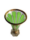 Antique Moser  Bohemian Cabochon Green clear Cut Glass Gild Vase 1930s  24 Cm