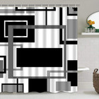 Yddsky 4 Pcs Black Geometric Shower Curtain Sets With Rugs Black Bathroom Sets W