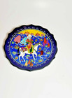 7  Kutahya Turkish Ceramic Plate Horseman Iznik Style Hand Painted Mcm Art Sign