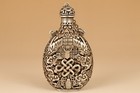 Rare Chinese Tibet-silver Copper Hand Solid Carved Bat Statue Snuff Bottle
