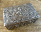 Superb Huge Antique Thai  siam  Solid Silver Humidor W ramayana  C1930  839g 
