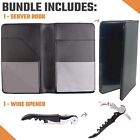 Server Book Waitress Wallet Organizer     Black 7 Pocket Bundle With Wine Opener