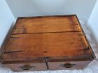 Antique vintage Office 2 Drawer Wooden Card Catalog File Cabinet Brass Pulls