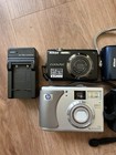 Lot Of 5 Point   Shoot Digital Cameras Canon Nikon Hp Olympus For Parts