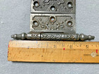 Pair Set 2 Antique Original Victorian Ornate Cast Iron 3 X 3 Inch Door Hinges
