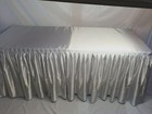 8  Satin Fitted Double Pleated Table Skirting Cover W top Topper Any Event White