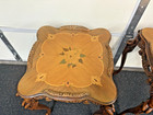 Vintage Pair Of French Inlay Floral Side Tables End Tables W  Carved Cherubs