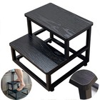 Adjustable Step Stool For Adults   Kids  Metal   Wood Design  Sturdy Black Finis