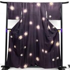 Kimono Tsumugi Silk Small Monochrome Snowflake Flower Pattern Dark Tone